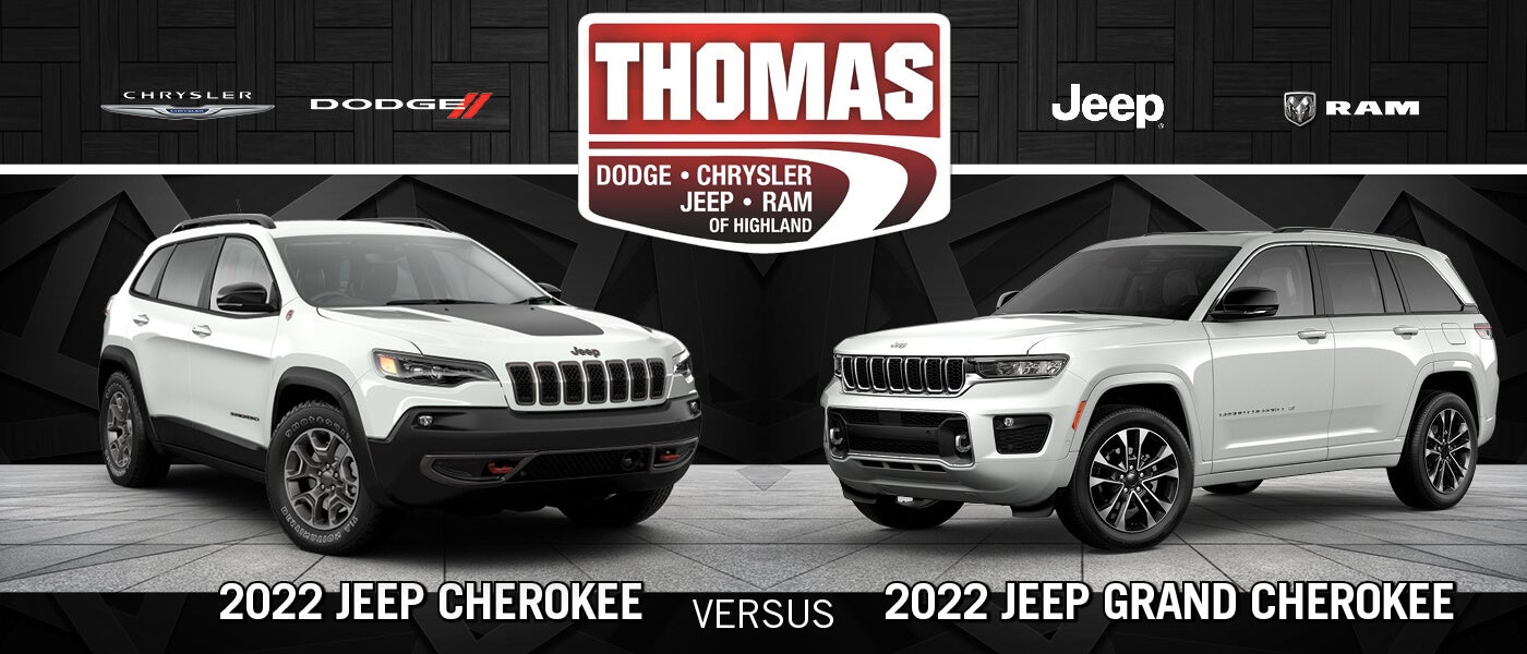 2022 Jeep Cherokke and Grand Cherokee side by side