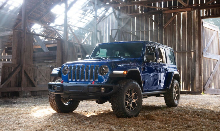 2022 Jeep Wrangler parked in a barn